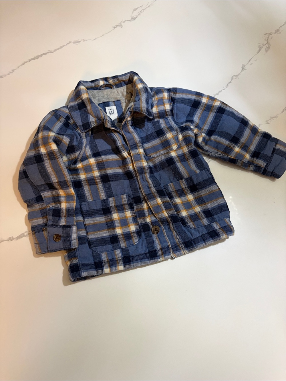 GAP Blue and Cream Plaid Kids Jacket